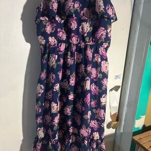 Floral Kids Dress in Blue and Pink